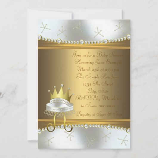 Elegant wit en goud Little Prince Baby shower Kaart (Achterkant)