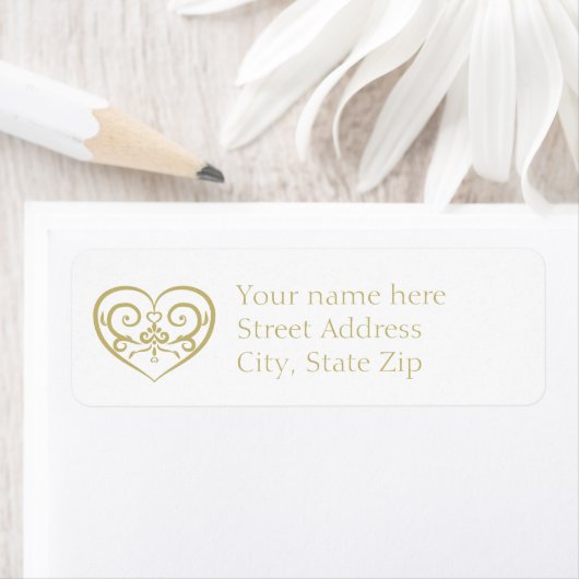 Elegant wit en goud monogram retouradres etiket (Insitu)