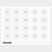 Elegant Wit en Goud Pompoen Retouradres Ronde Sticker (Vel)