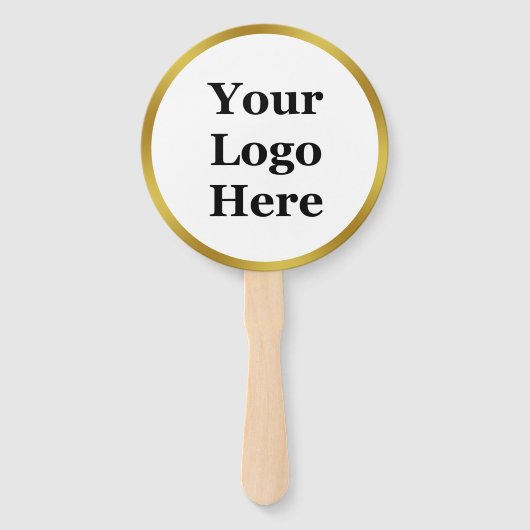 Elegant Wit en Goud Uw Logo Hier Sjabloon Handwaaier (Achterkant)