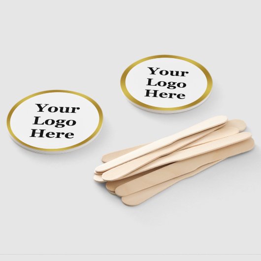 Elegant Wit en Goud Uw Logo Hier Sjabloon Handwaaier (Niet-gemonteerd)