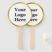 Elegant Wit en Goud Uw Logo Hier Sjabloon Handwaaier (Voorkant en achterkant)