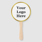 Elegant Wit en Goud Uw Logo Hier Sjabloon Handwaaier (Voorkant)