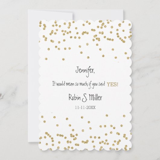 Elegant wit en goud, wil je mijn bruidsmeisje zijn kaart (Achterkant)