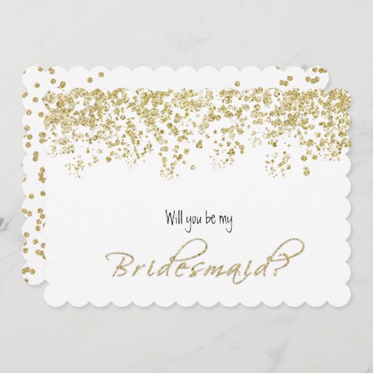 Elegant wit en goud, wil je mijn bruidsmeisje zijn kaart (Voorkant / Achterkant)