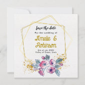 Elegant Wit en Gouden Bloemend Modern Uniek Save The Date (Voorkant)