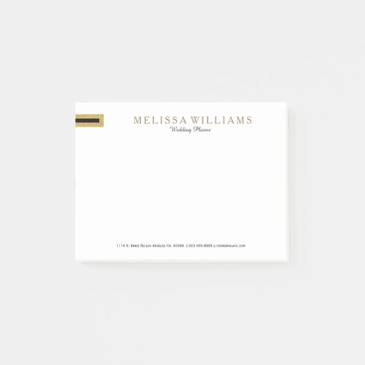 Elegant wit en goudglitter minimalistisch ontwerp post-it® notes (Voorkant)