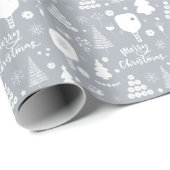 Elegant wit en grijs kerst cadeaupapier (Rol Hoek)