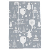 Elegant wit en grijs kerst medium cadeauzakje (Achterkant)