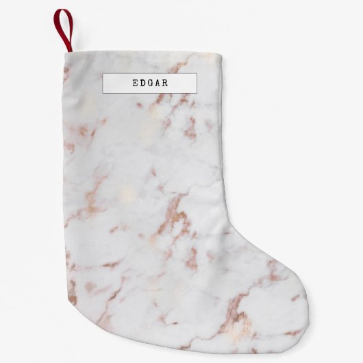 Elegant wit en roze marmer kleine kerstsok (Voorkant)