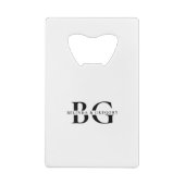 Elegant wit en wit monogram Initialen bruiloft Kredietkaart Flessenopener (Achterkant)