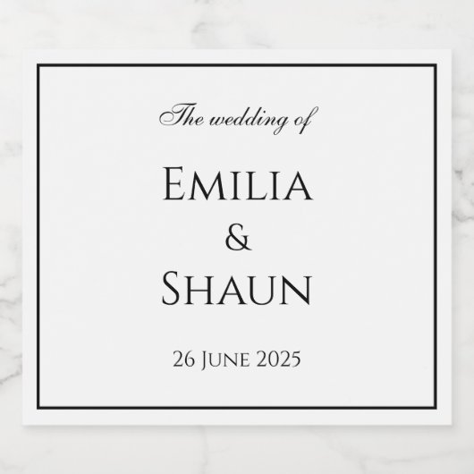 Elegant Wit en Zwart Bier Bruiloft Label Bier Etiket (Enkel label)