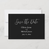 Elegant wit en zwart script bewaar de datum save the date (Voorkant)