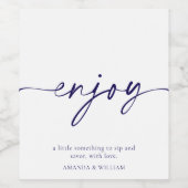 Elegant wit "Geniet" bruiloft wijnlabel Wijn Etiket (Enkel label)