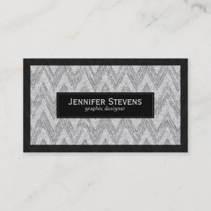 Elegant wit glitter chevron zigzagpatroon visitekaartje