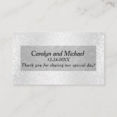 Elegant wit glitter en zilver plaatskaartje (Achterkant)