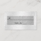 Elegant wit glitter en zilver plaatskaartje (Voorkant)