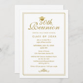 Elegant Wit Goud 50e Klasse Reünie Kaart (Voorkant / Achterkant)