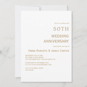 Elegant Wit & Goud 50ste Verjaardag Kaart