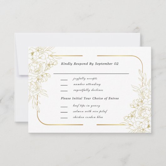 Elegant wit goud bloemenscript menuselectie (Voorkant)