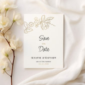 Elegant wit goud eenvoudige bloemen Save the Date Kaart
