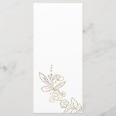 Elegant wit goud eenvoudige bloemenbruiloft Menu (Achterkant)