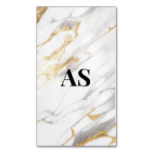 Elegant wit goud faux glitter marmer monogram magnetisch visitekaartje (Voorkant Verticaal)