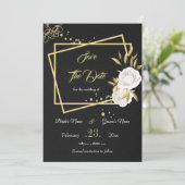elegant wit goud florzwart behalve datum save the date (Staand voorkant)