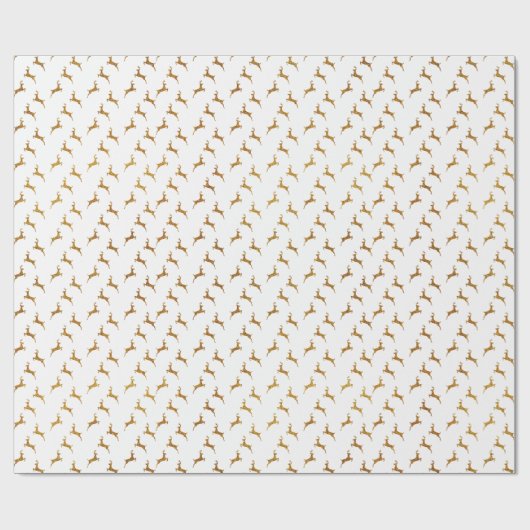 Elegant wit goud glitter schattig rendier patroon cadeaupapier (Vlak)