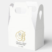 Elegant Wit Goud Hart Monogram B Bruiloft Gift Bedankdoosjes (Geopend)