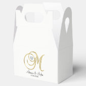 Elegant Wit Goud Hart Monogram M Huwelijkscadeau Bedankdoosjes (Geopend)