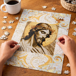 Elegant Wit & Goud Jesus Inspirerend Christelijk Legpuzzel
