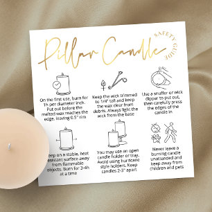 Elegant Wit & Goud Logo Pillar Candle Care Kaart Vierkante Visitekaartje