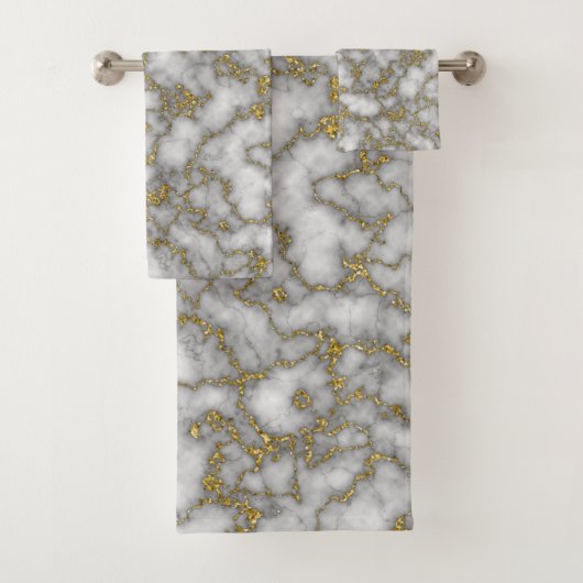 Elegant Wit Goud Marmer Bad Handdoek (Insitu)