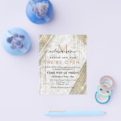 Elegant Wit Goud Marmer Grote Opening Salon Flyer (Enkel)