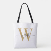Elegant Wit Goud Meisje Gepersonaliseerd Monogramm Draagtas (Achterkant)