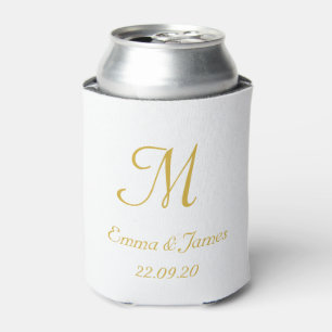 Elegant Wit Goud Monogram Bruiloft Party Favor Blikjeskoeler