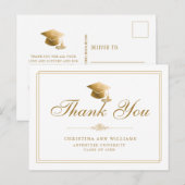 Elegant Wit Goud Script Afstuderen Dank u Briefkaart (Voorkant / Achterkant)