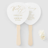 Elegant Wit Goud Script Huwelijksprogramma Handwaaier (Voorkant en achterkant)