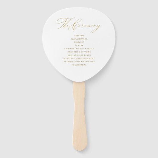 Elegant Wit Goud Script Huwelijksprogramma Handwaaier (Achterkant)