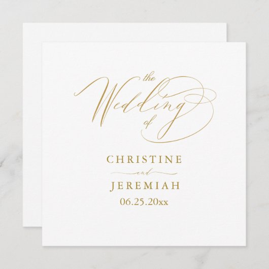 Elegant Wit Goud Script Typografie Bruiloft Programma (Voorkant / Achterkant)