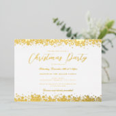 Elegant Wit Goud Sneeuwvlok Kerstfeest Folie Uitnodiging (Staand Voorkant)