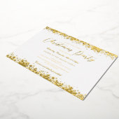 Elegant Wit Goud Sneeuwvlok Kerstfeest Folie Uitnodiging (Gedraaid)