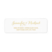 Elegant Wit Gouden Script Trouw Retouradres Etiket (Voorkant)