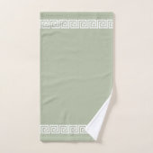 Elegant wit Grieks patroon op Sage Green Bad Handdoek (Handdoek)