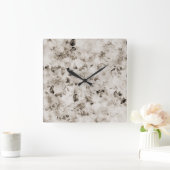 elegant wit grijs ivoor rozen floraal vierkante klok (Huis)
