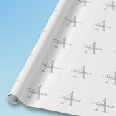 Elegant Wit & Grijs Monogram Cadeaupapier