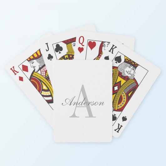 Elegant wit & grijs monogram pokerkaarten