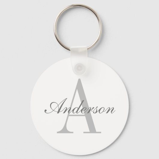 Elegant wit & grijs monogram sleutelhanger (Voorkant)