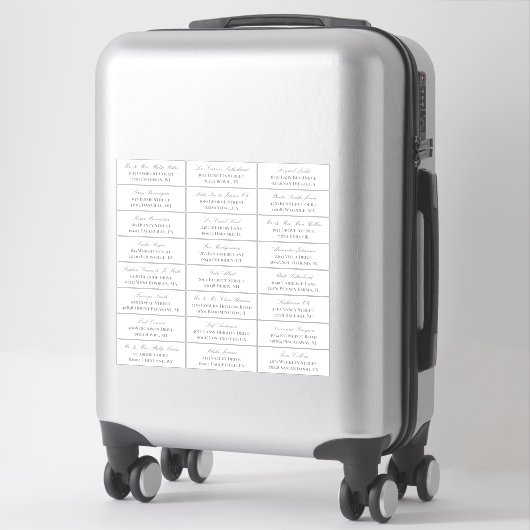 Elegant Wit Grijs Script 24 Bruiloft Gast Adres Sticker (Koffer)